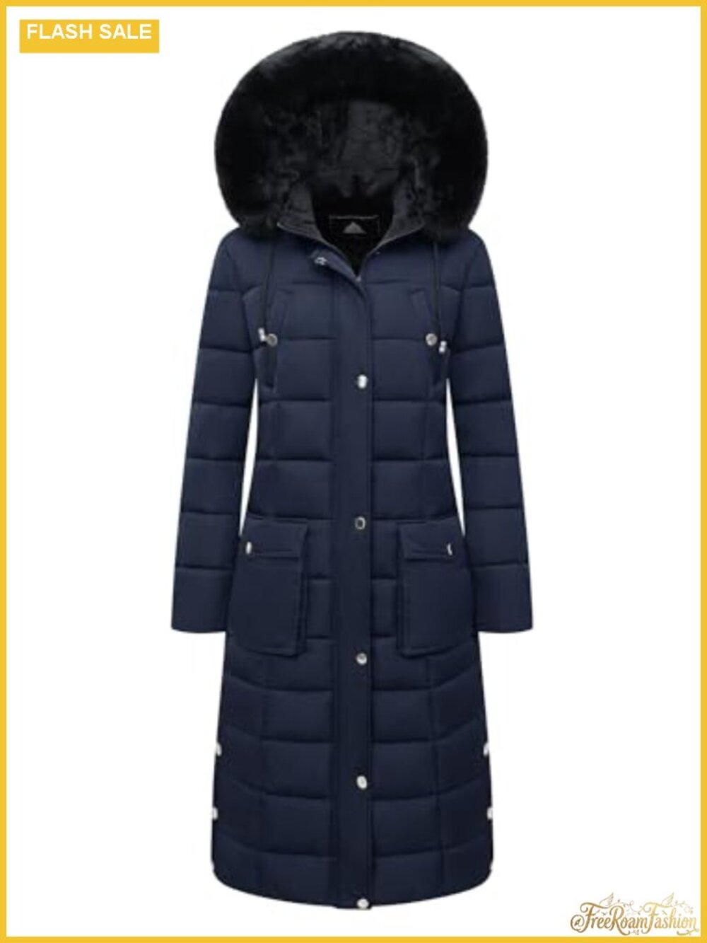 Women's Waterproof Long Winter Down Puffer Parka Coat Faux Fur Hood
